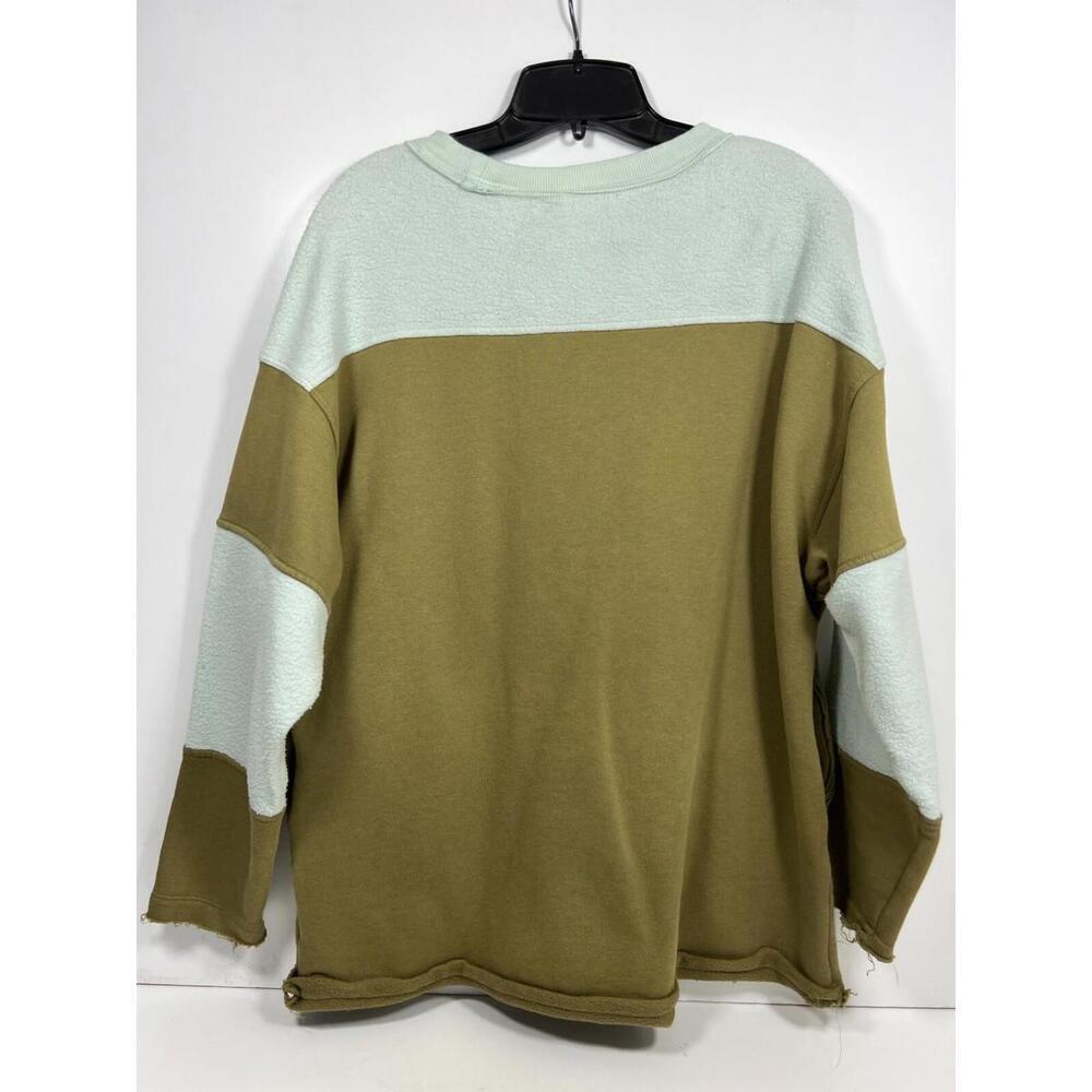 Free People Jordan Oversized Colorblock Terry Pullover Hazel Sz S - Picture 7 of 9